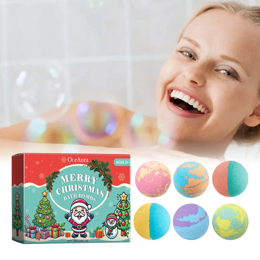 OceAura Christmas Bath Bombs 6-Pack | Plant-Based & Moisturizing Bath Bombs Set Peaceful Pleasures Health and Wellness 6pcs