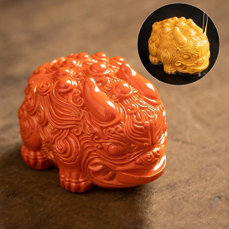 Color-changing Mini Wealure-attracting PI Xiu Tea Pet Can Be Raised with High-quality Kung Fu Tea Accessories Tabletop Ornaments Peaceful Pleasures Health and Wellness Orange