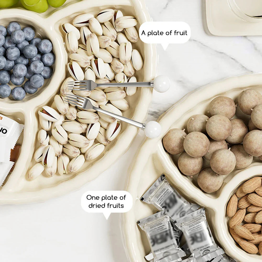 Multi-Compartment Snack & Fruit Serving Tray | Nut Candy Platter