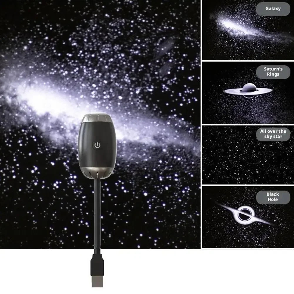 LED Car Atmosphere Projector Light Mini Galaxy Starry Sky Ambient Lamp Romantic Saturn Star Light for Bedroom Car Roof Decor Peaceful Pleasures Health and Wellness