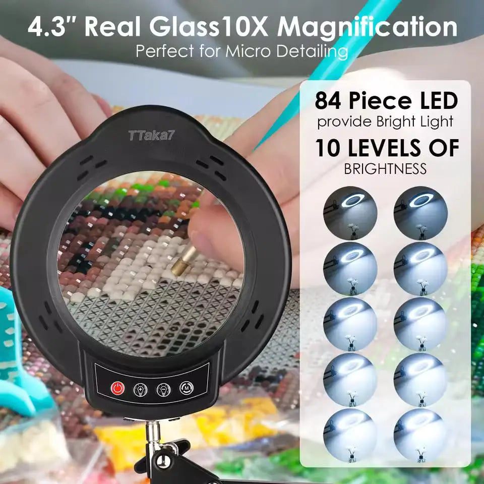 NEW USB Powered 10X Magnifying Glass with 72 LED 3 Color Lights - Adjustable Magnifier for Soldering Repair and Skincare Beauty Peaceful Pleasures Health and Wellness