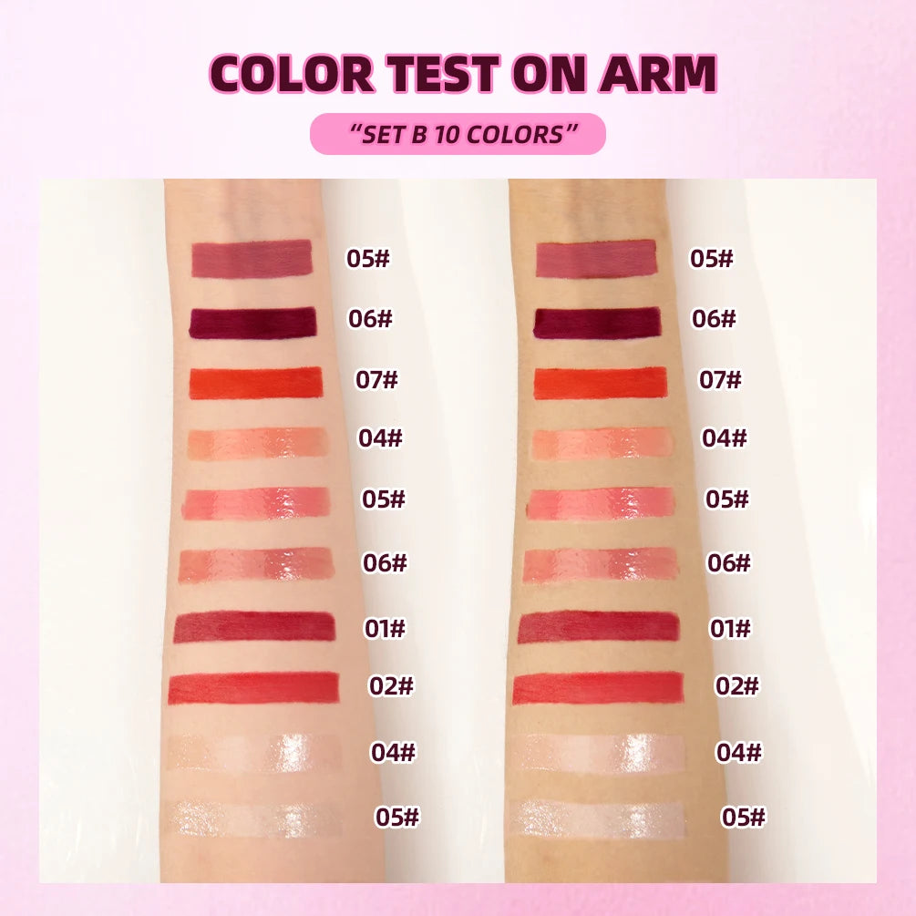 QIBEST Matte Waterproof Lip Gloss Makeup Set Lip Oil Plumper Moisturizing Lasting High Pigmented Lip Tint Cosmetics For Women Peaceful Pleasures Health and Wellness