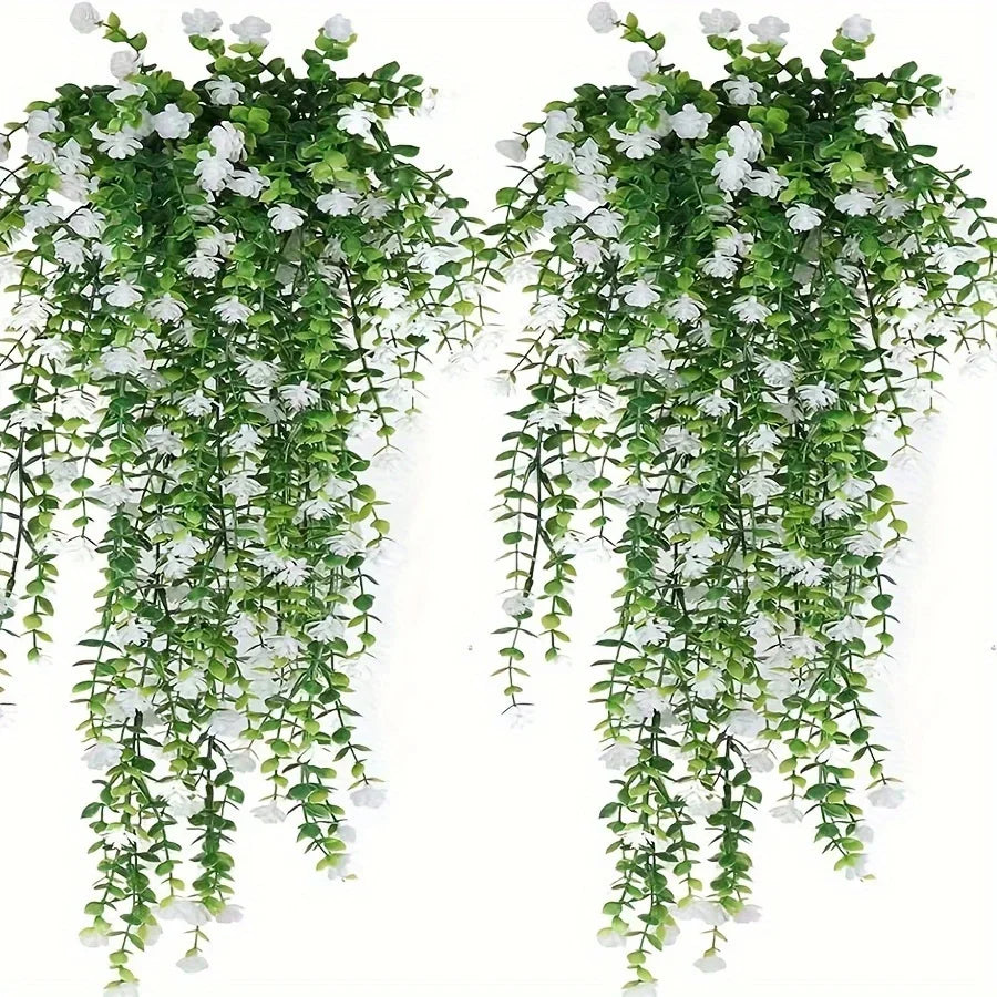 3pcs Artificial Hanging Plants UV Resistant Faux Eucalyptus Vine