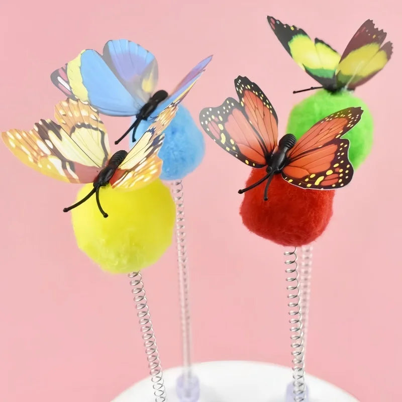 Cat Spring Ball Toys with Suction Cups & Butterfly Design Cat Spring Toy Peaceful Pleasures Health and Wellness