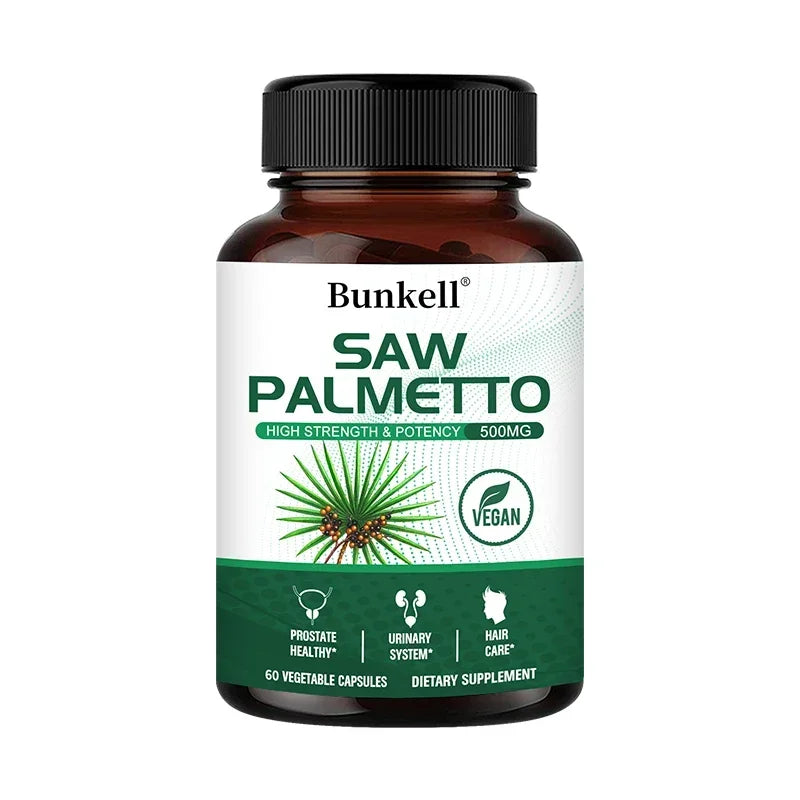 Saw Palmetto Extract Capsules 500mg - Enhanced Hair Growth Supplement for Women & Men, Reduces Hair Loss, Urinary Tract Support Peaceful Pleasures Health and Wellness 60 count-1 bottle
