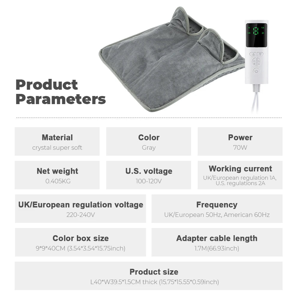 Electric Heating Foot Warmer Portable Heating Pad EU/US Plug Winter Household Washable Hand Warming Pad Sofa Office Heater Mat Peaceful Pleasures Health and Wellness GRAY EU
