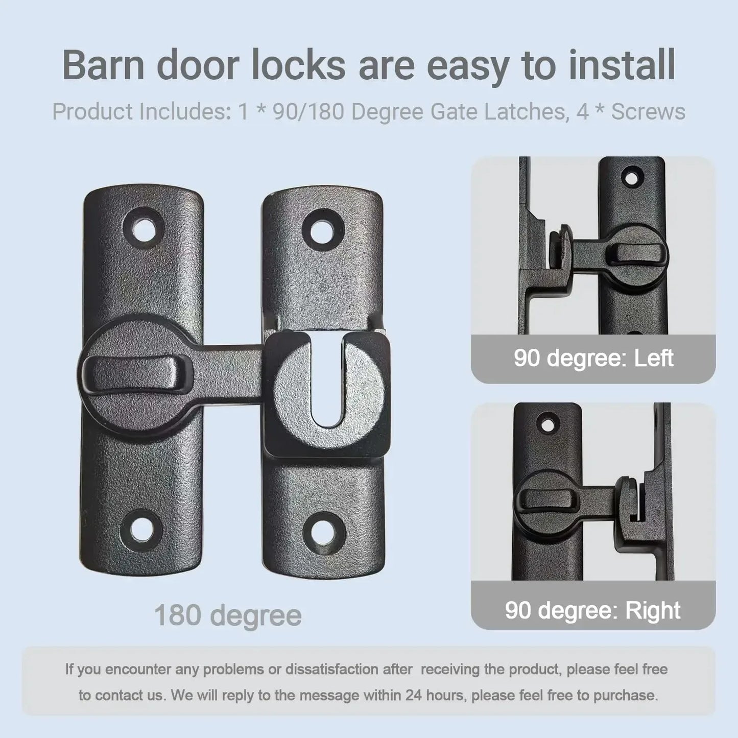Barn Door Flip Lock 90/180° – Sliding Door Latch | Matte Black