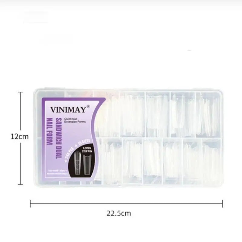 240 Pcs Sandwich Dual Nail Forms 15 Size Extensions-Dual Forms Top Bottom Mold Long Coffin Almond Nail Art Forms Manicure Tool Peaceful Pleasures Health and Wellness