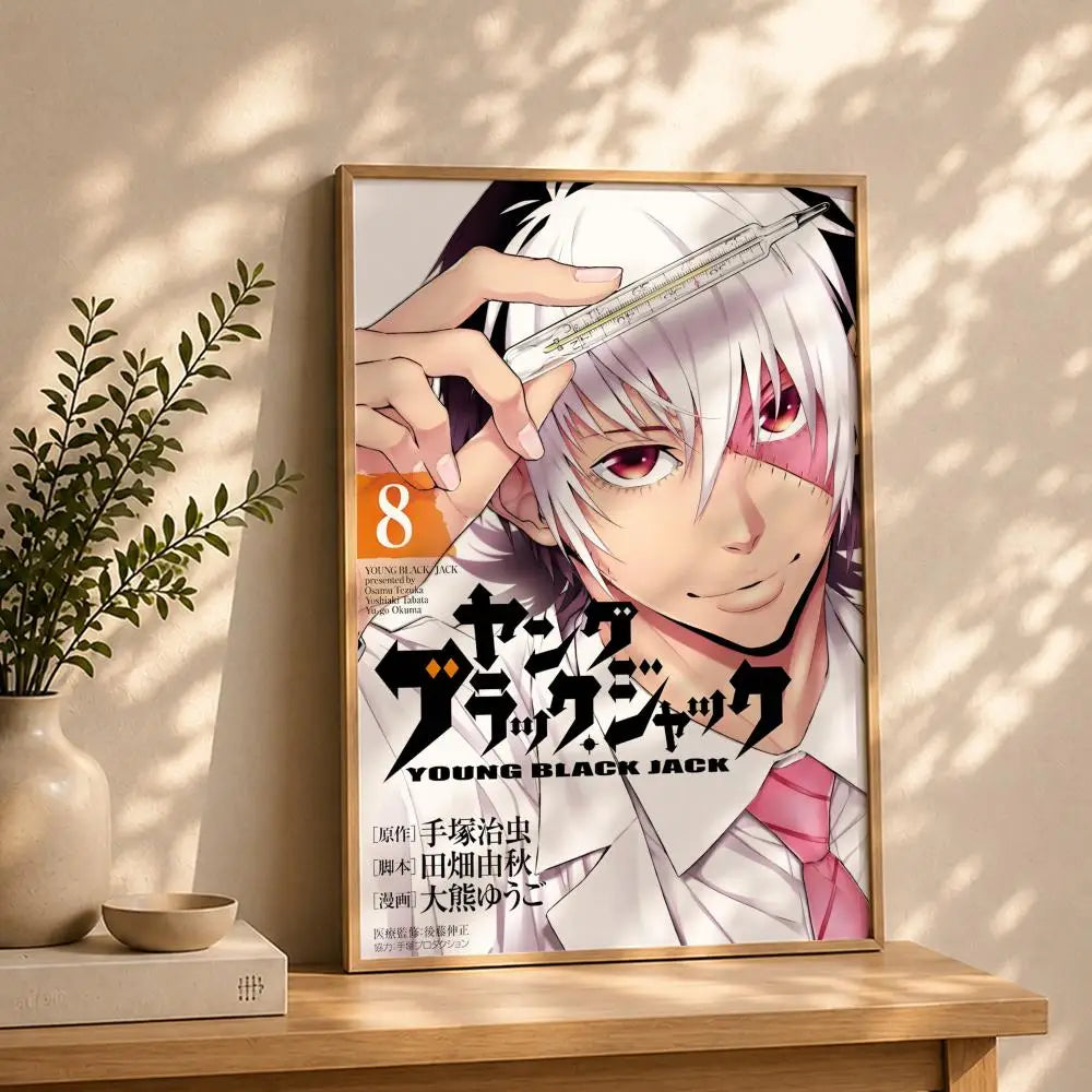 Black Jack Anime Poster – HD Self-Adhesive Waterproof Wall Art Anime Wall Poster Peaceful Pleasures Health and Wellness