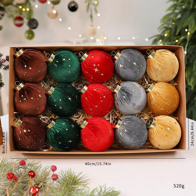 12-Pack 8cm Velvet Christmas Ball Ornaments | Tree Decor