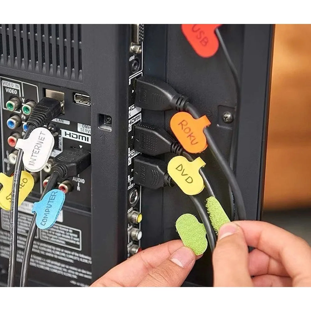 Writeable Self-Adhesive Cable Ties | Colorful Wire Organizer