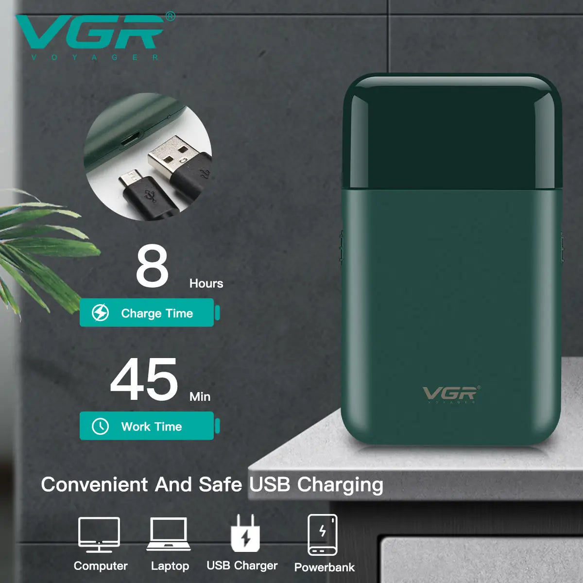 VGR V-390 mini single blade cordless beard trimmer razor rechargeable foil electric face body shaver for men Convenient razor Peaceful Pleasures Health and Wellness