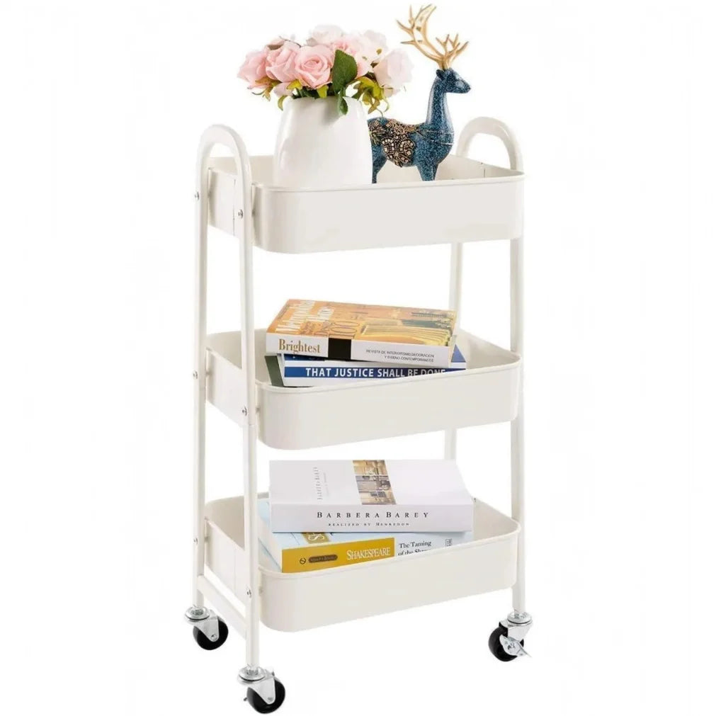 3-Tier Rolling Storage Cart with Wheels – Kitchen, Bath & Office