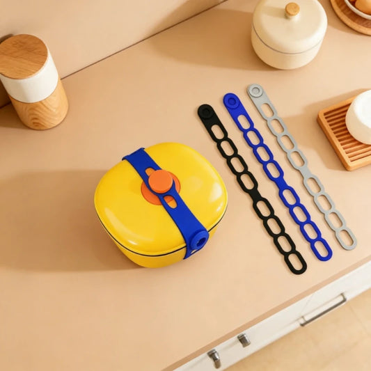 1Pc Stretchable Silicone Lid Strap Splash-Proof Leak-Proof Reusable Fixing Band Safe Material for Dishes Peaceful Pleasures Health and Wellness