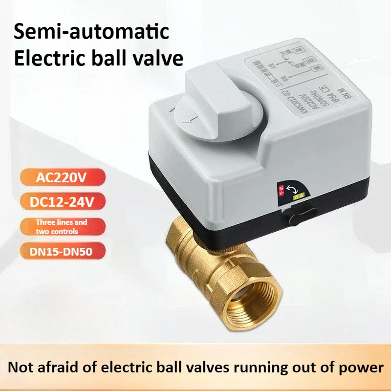 Brass Electric Ball Valve AC220V Waterproof Bidirectional T/L Type