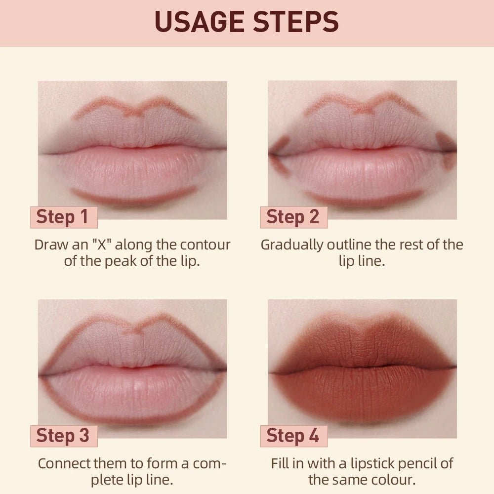 QIBEST Matte Lipliner Pencil Lipstick Sets Nude Pink Red Contour Tint Lipstick Waterproof Lasting Lip Liner Pen Lips Makeup Kits Peaceful Pleasures Health and Wellness