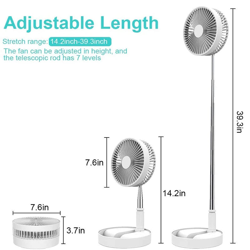 Outdoor Camping USB Charging Desk Fan Portable Rechargeable Fan 4 Speeds Silent Table Home Office Mini Fans Adjustment Height Peaceful Pleasures Health and Wellness