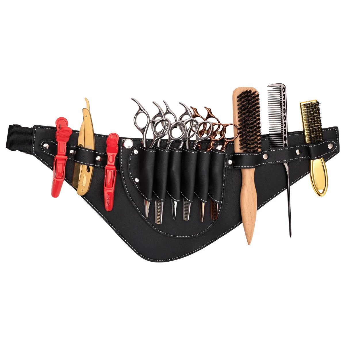 Barber Scissors Waist Pack | Multi-Pocket Tool Belt Organizer Durable PU Leather Adjustable Belt Hairdressing Tools Supplies Peaceful Pleasures Health and Wellness