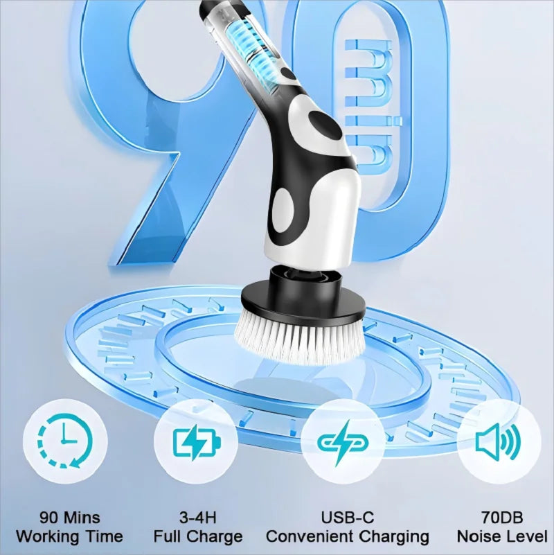 HOMEFISH Multifunctional Electric Cleaning Brush Voice Rechargeable Smart Rotary Cleaning Brush Kitchen Cleaning Brush Peaceful Pleasures Health and Wellness