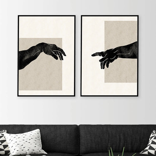 Michelangelo Creation of Adam Canvas Wall Art | Boho Neutral Canvas Wall Art Print Peaceful Pleasures Health and Wellness