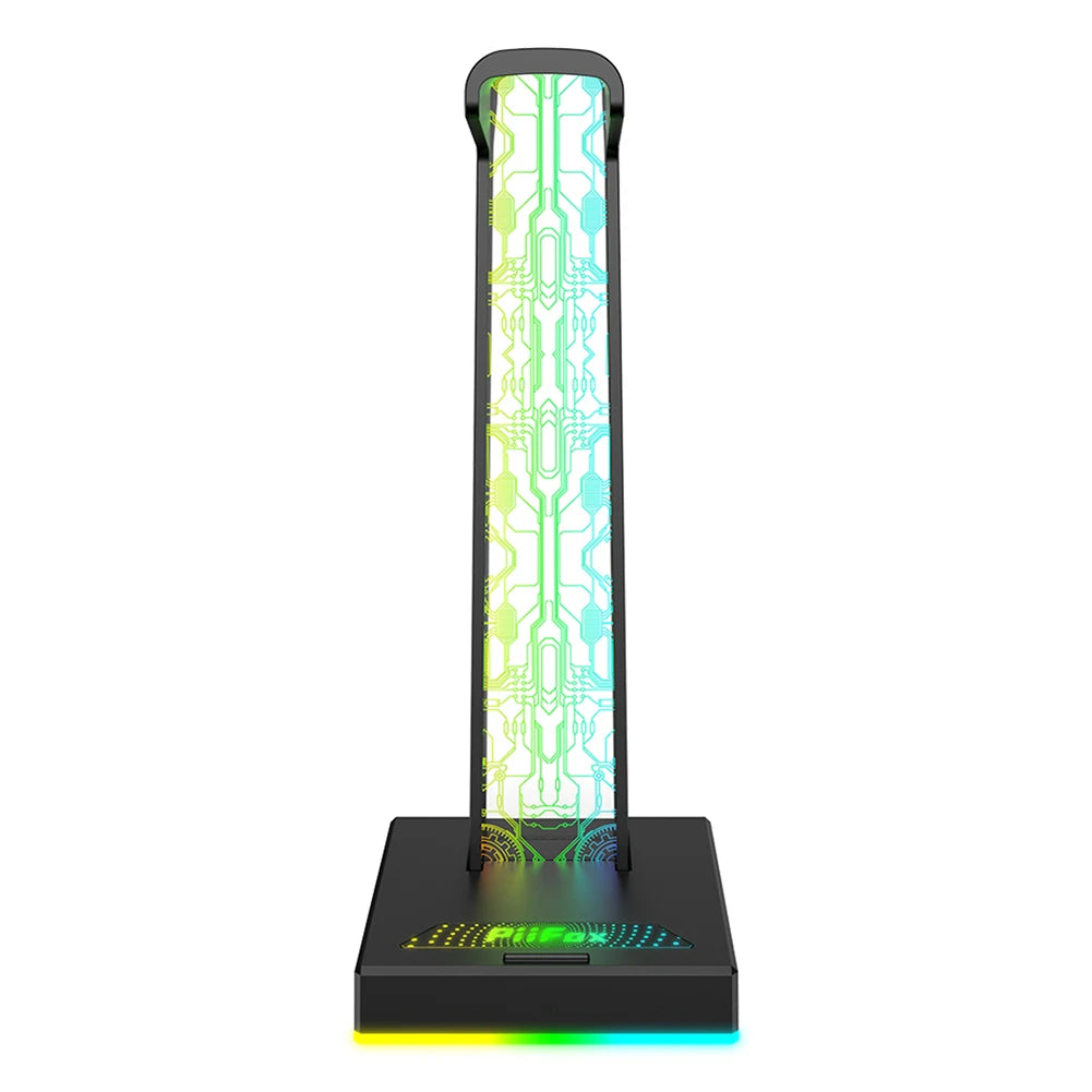 RGB Gaming Headphone Stand 10 Lighting Modes Computer Headset Stand with USB Ports Headphone Holder for Gaming PC Accessories Peaceful Pleasures Health and Wellness