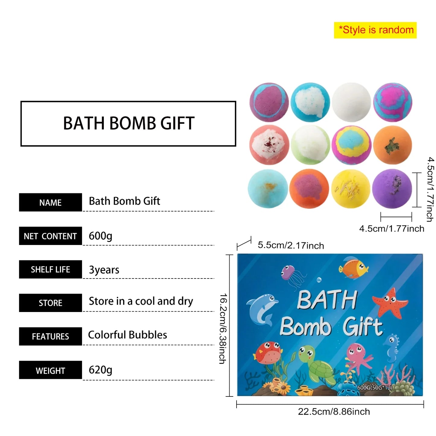 Kids Bath Bombs Gift Set 12 PCS – Surprise Ocean Toys