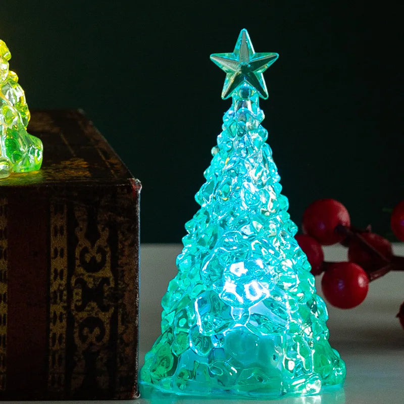 Crystal Christmas Tree Night Light | Battery Powered Star Design