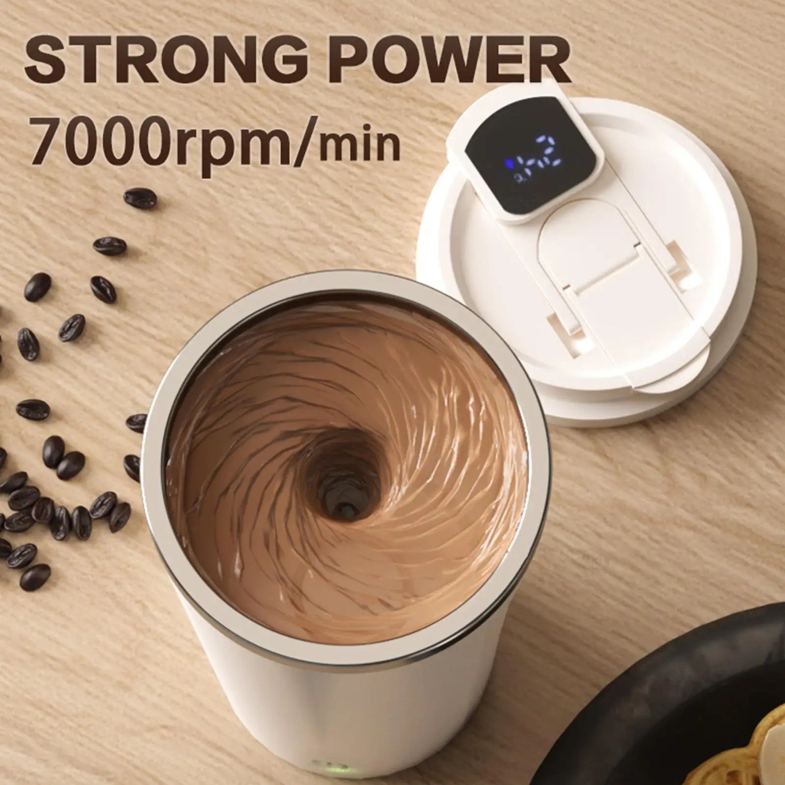 Self Stirring Coffee Mug Rechargeable Temperature Display Automatic Stirring Cup Coffee Mug For Milk Protein Powder Oatmeal Peaceful Pleasures Health and Wellness