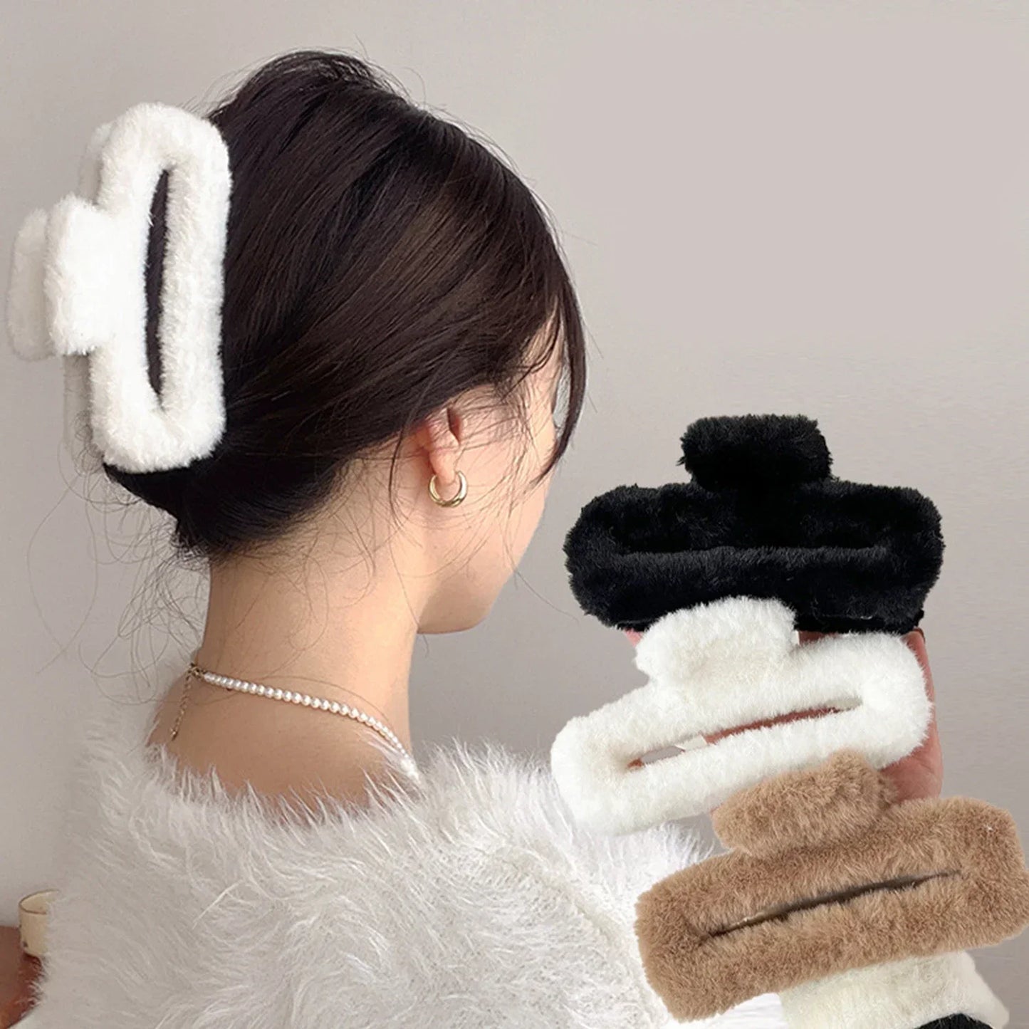 Fashion Plush Scratch Clip with High End Feel Large Autumn and Winter Hair Clip Shark Hair Clips Headband Cute Furry Hair Clips Peaceful Pleasures Health and Wellness