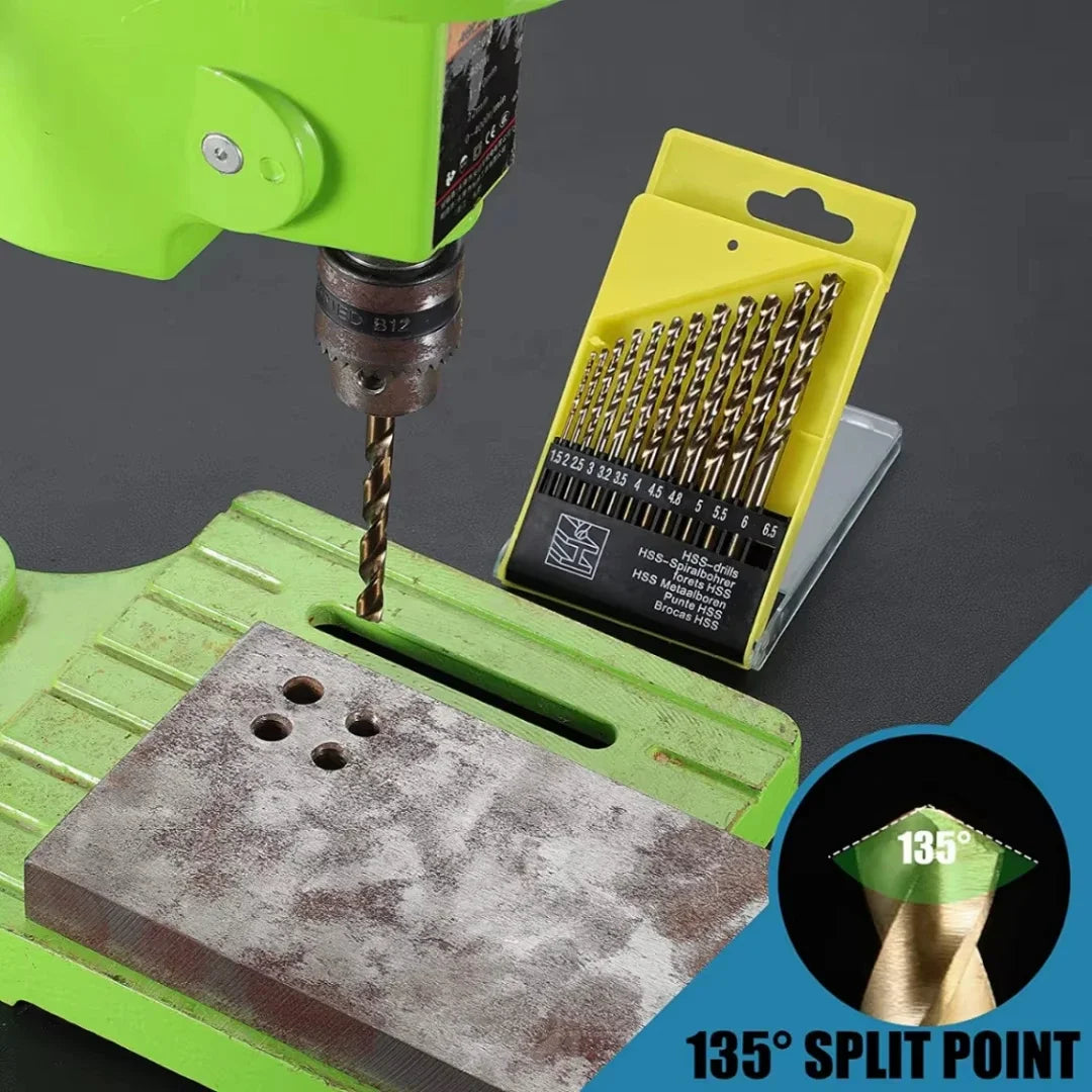 13-Pc HSS Titanium Twist Drill Bit Set 1.5–6.5mm | Metal & PVC