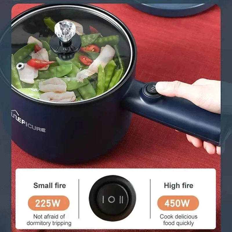 Non stick Multifunctional Electric Skillet Cooker Single Double Layer Hot Pot Rice Cooker 220V For Dormitory Home Use Peaceful Pleasures Health and Wellness