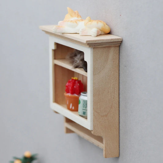 1:12 Dollhouse Miniature Wooden Wall Storage Rack | Kitchen Shelf Dollhouse Miniature Peaceful Pleasures Health and Wellness