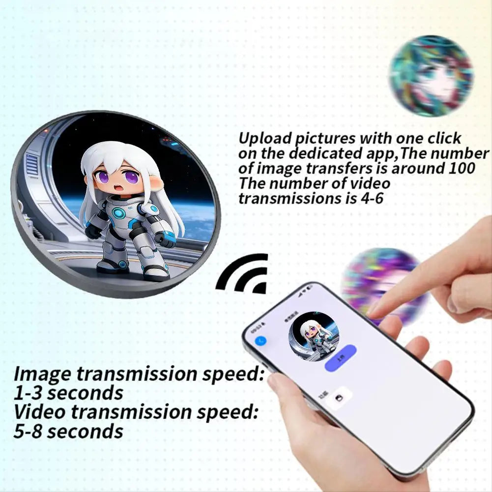 Digital LED E-Badge – 1.5" HD Bluetooth Anime Display Pin