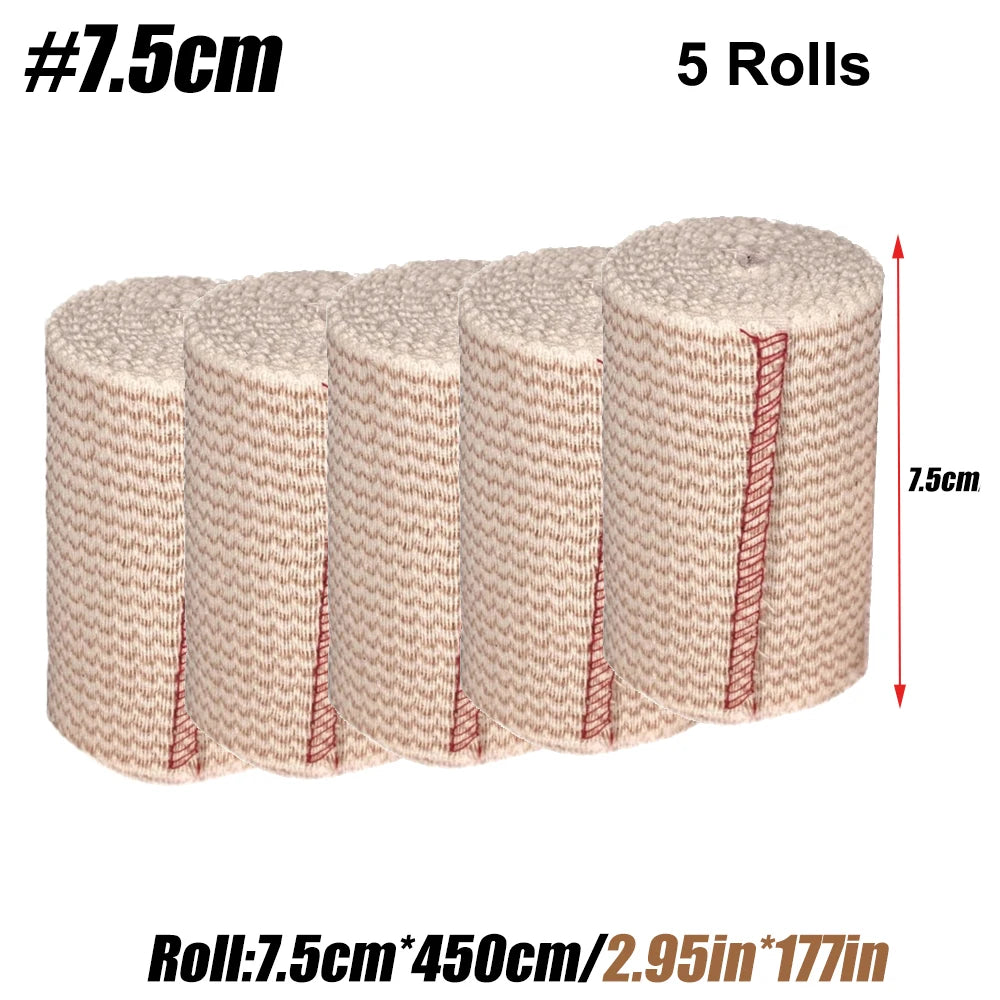 5-Roll Latex Free Elastic Compression Bandage Wrap – Self-Closure Compression Bandage Wrap Peaceful Pleasures Health and Wellness 7.5 X 450cm (5Rolls)
