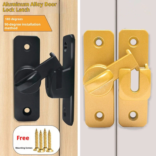 New Punch-free Hasp Latch Door Lock Black Cabinet Locks Kids Safety Lock Sliding Door Anti-pried Hook Lock Hardware Peaceful Pleasures Health and Wellness
