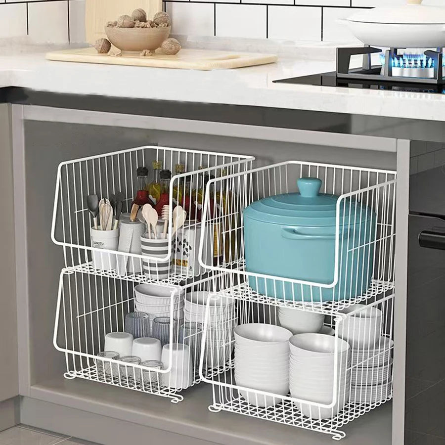 Closet Organizer Wire Storage Basket Bins – Clothes Shelves Cabinet for Sweaters, Shoes, Handbags & Accessories