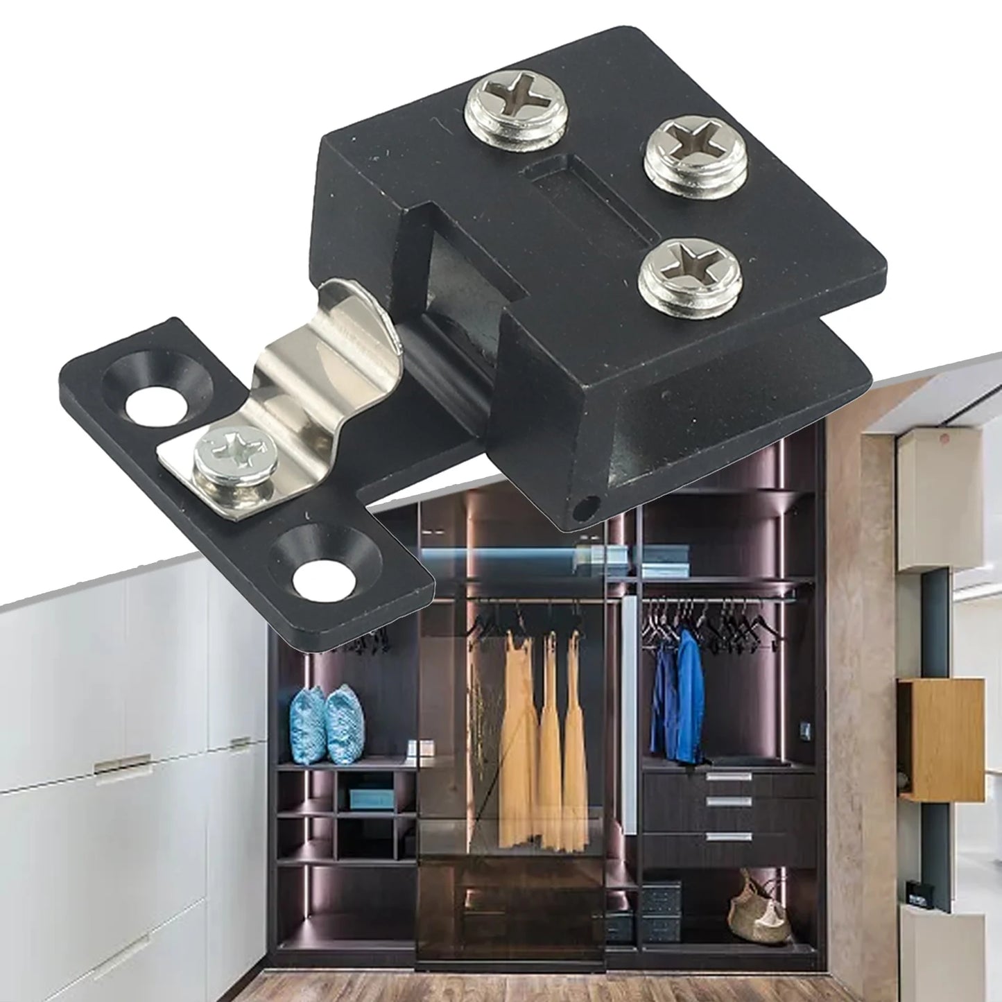 Glass Door Hinge Cupboard Display Cabinet Gate Clamp Punch-free Wine