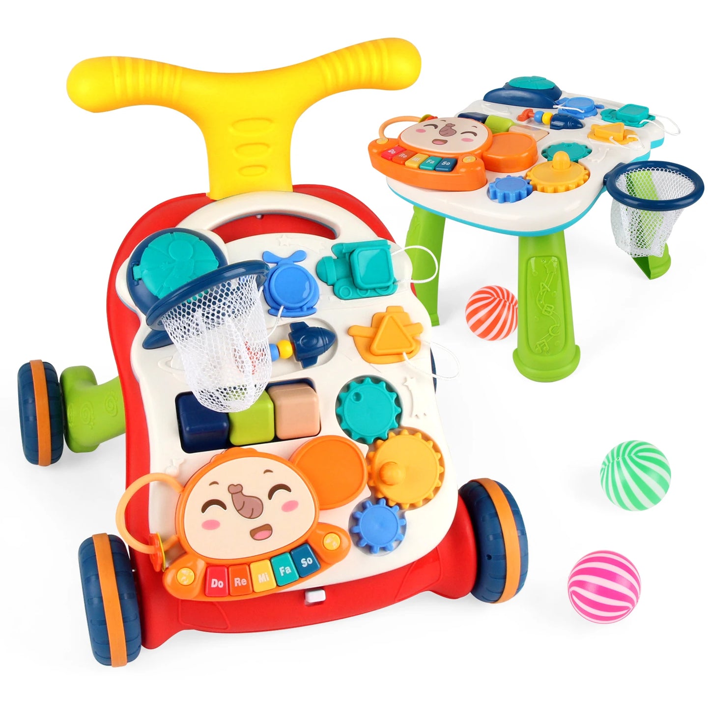 Baby Cartoon Push Walker Toys Music Drawing Board Multifunction