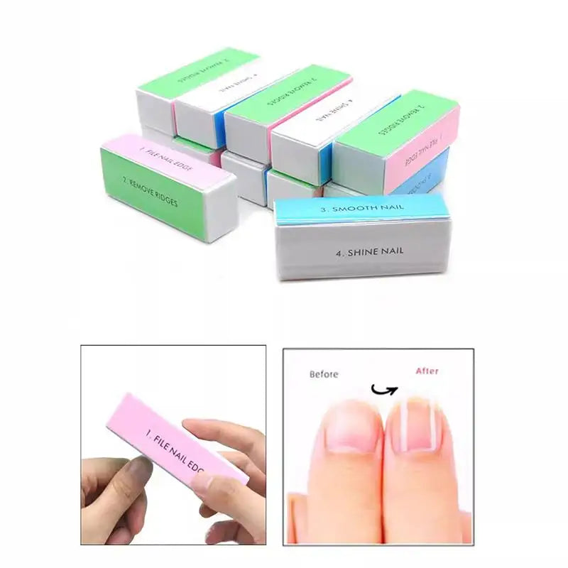 5 Pcs/Lot Nail Buffer Block 4 Way Colorful Buffing Block Shine Polisher Nail Buffing File Manicure Sanding Nail Art Tools Peaceful Pleasures Health and Wellness