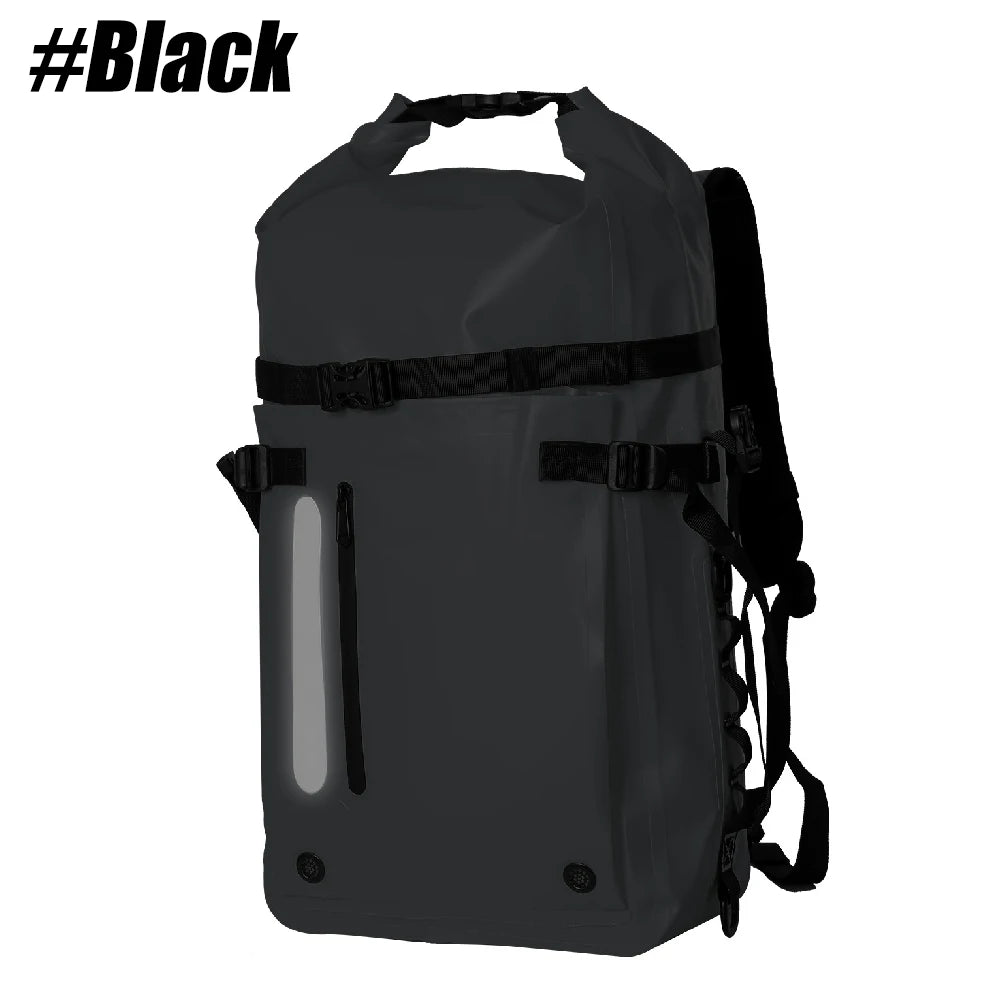 1PCS Waterproof Backpack Heavy Duty Hiking Roll-Top Closure Cushioned Dry Bag for Outdoor Travel Camping Men Women Peaceful Pleasures Health and Wellness Black-1PCS