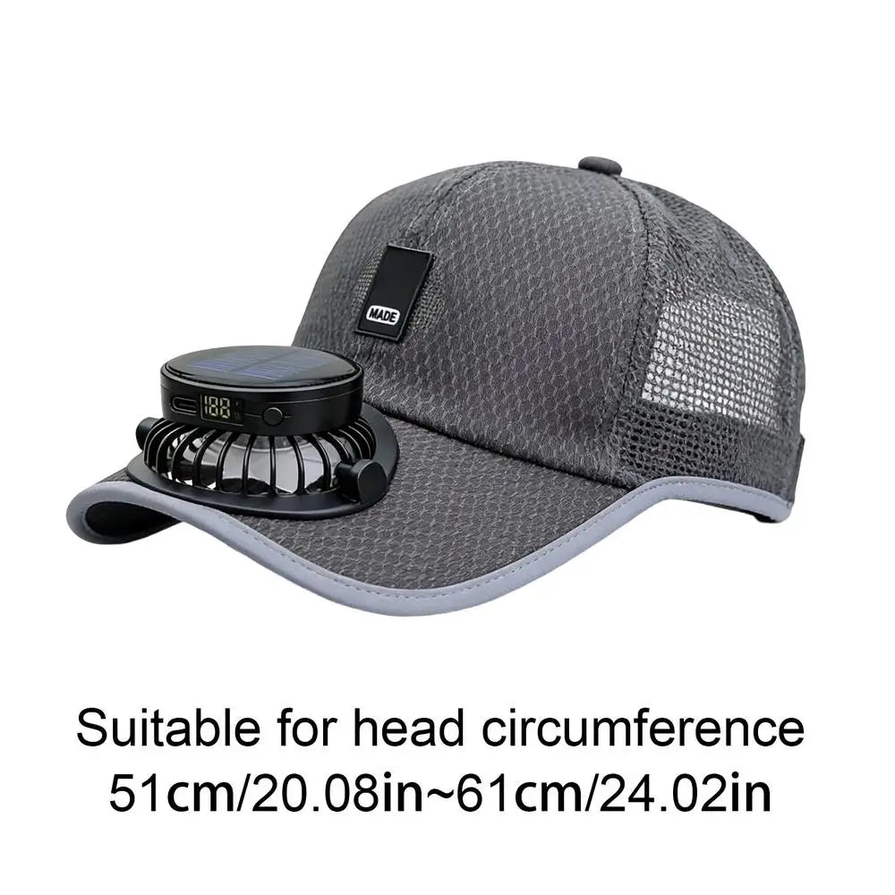 Solar Fan Baseball Cap – UV Sun Hat with USB Charging