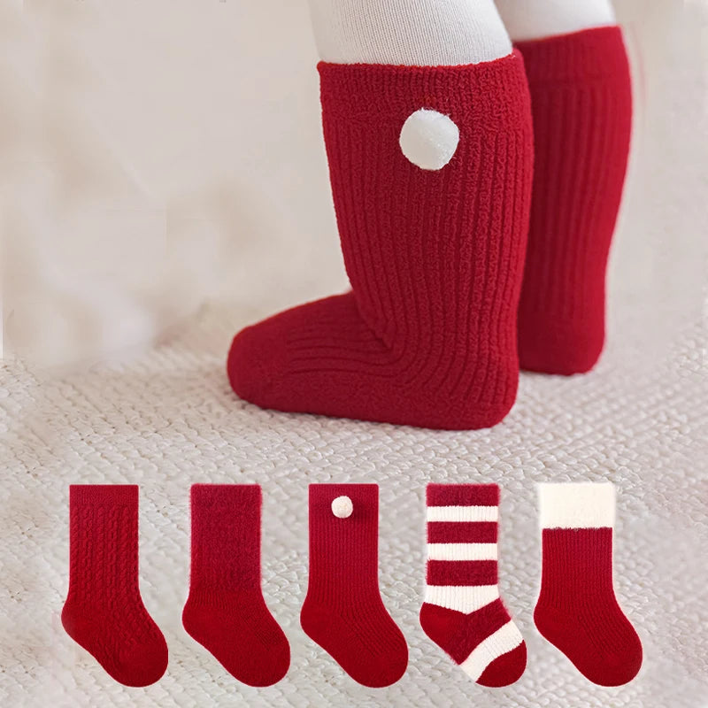 Kids Winter Fleece Floor Socks | Cute Stripe Warm 0–6Y