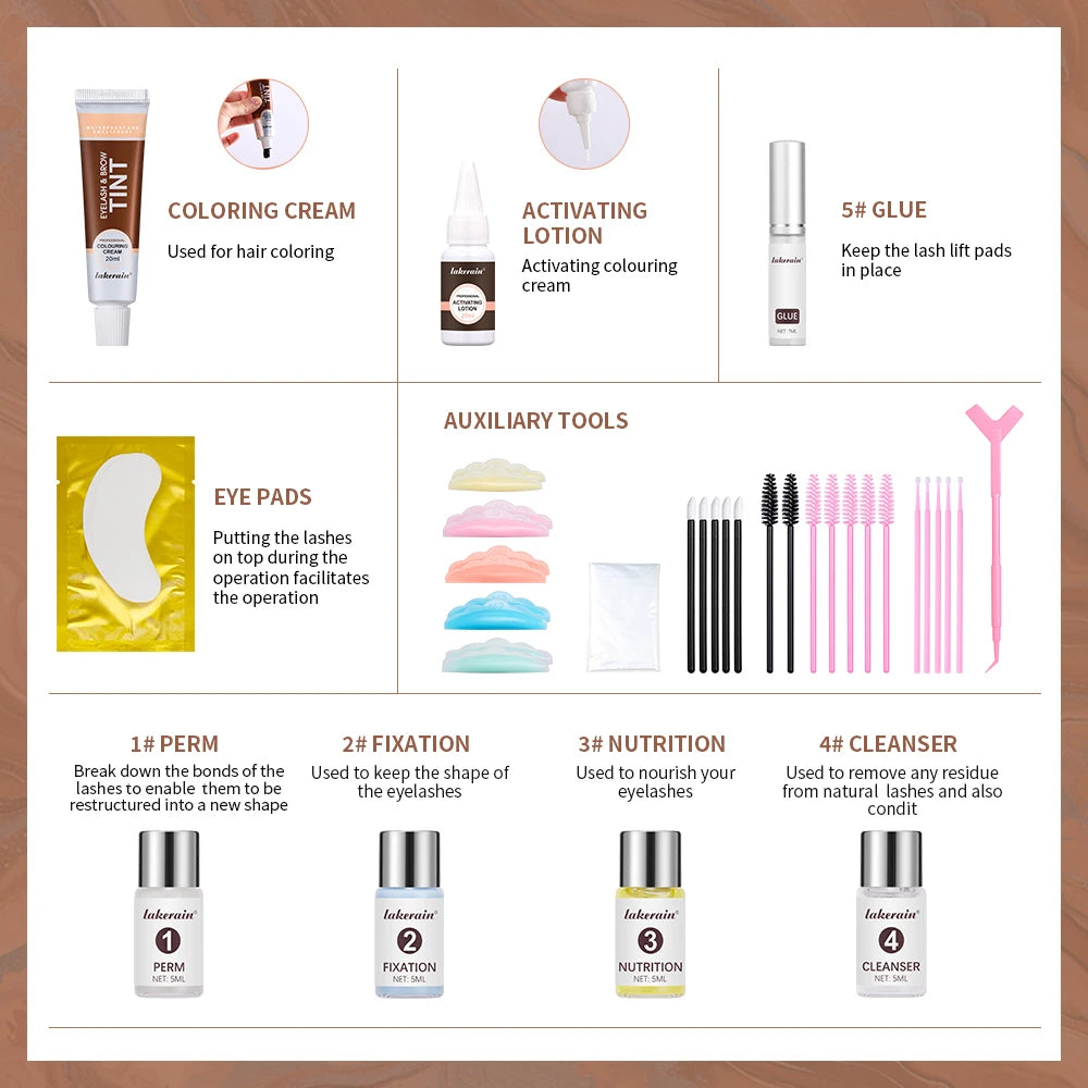 Lash Fast Lift And Tint Kit Professional Eyelash Perm Kit 2 in 1 Lashes Tint Brow Lashes Tint Brow Dye Eyes Makeup Tools Peaceful Pleasures Health and Wellness