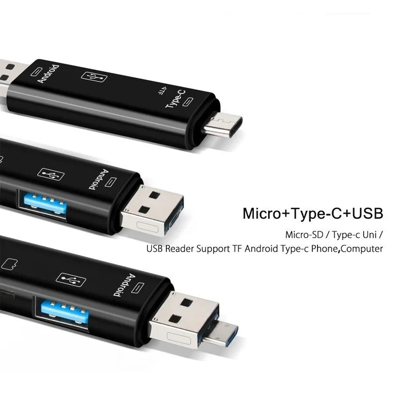 5 in 1 Multifunction Usb 2.0 Type C/Usb /Micro Usb/Tf/SD Memory Card Reader OTG Card Reader Adapter Mobile Phone Accessories Peaceful Pleasures Health and Wellness