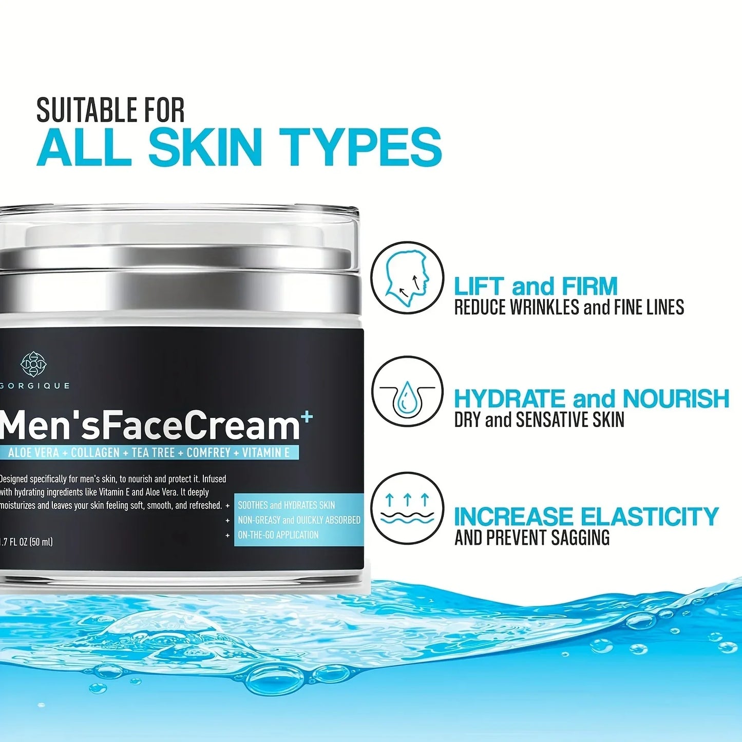 Men's Face Moisturizer – Hyaluronic Acid, Collagen & Vitamin E