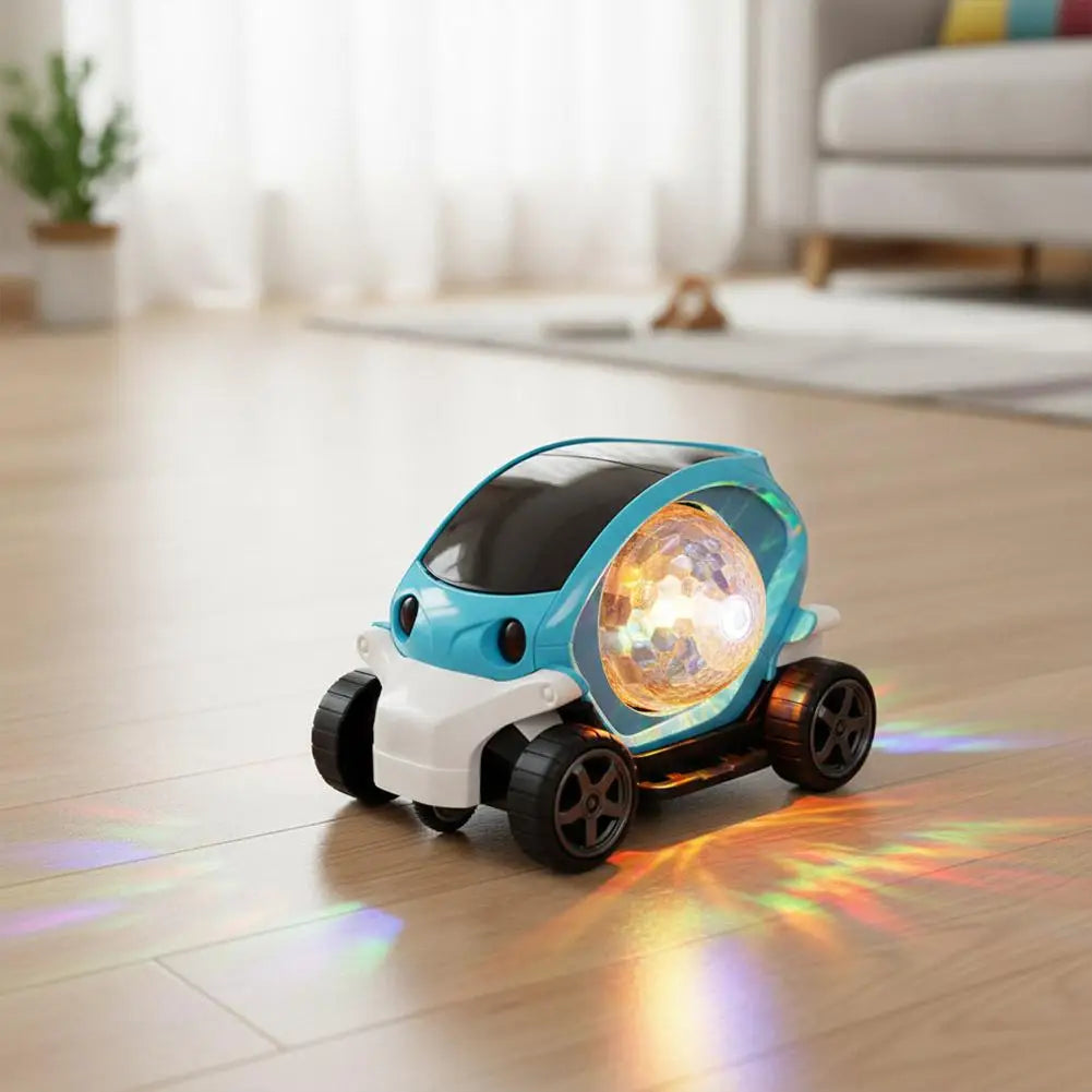 Rotating Electric Toy Car Disco Ball Light Music Bump Go Obstacle