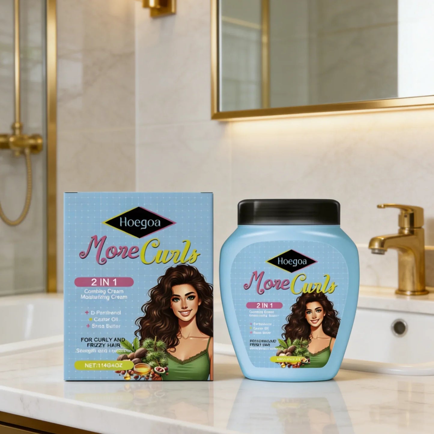 Hoegoa 2-in-1 Combing Cream – Anti-Frizz & Shine 114g