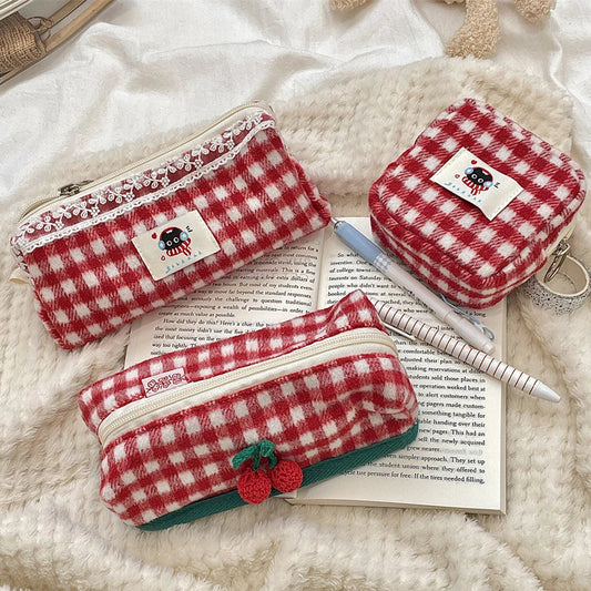 Cherry Fabric Pencil Case – Large Capacity Stationery Bag Fabric Pencil Case Oasis Select