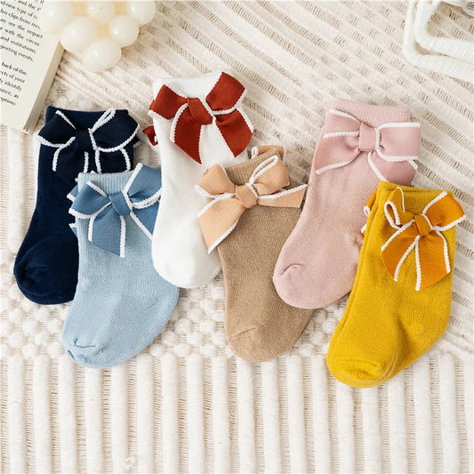 Baby Girls Cotton Bow Socks | Princess Style | Ages 0–5 Kids Cotton Socks Peaceful Pleasures Health and Wellness