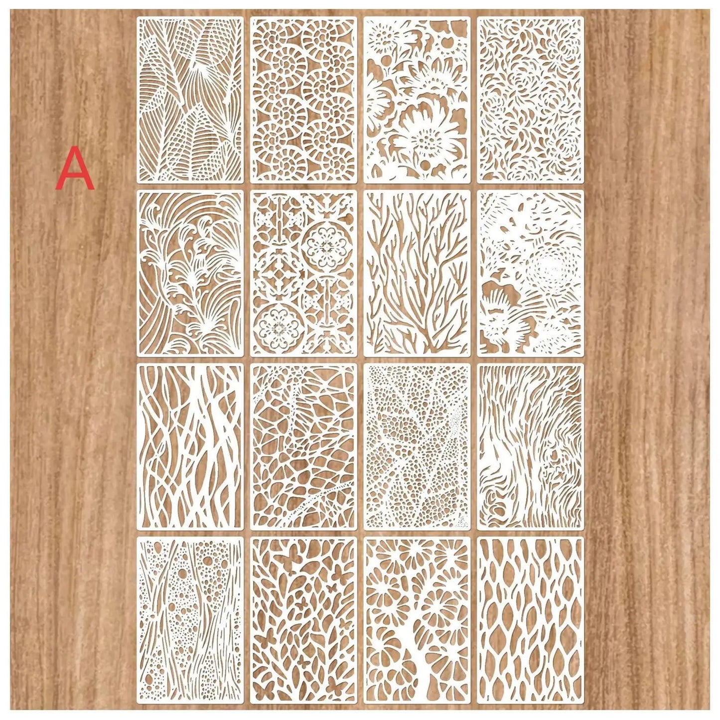 16/24Pcs Reusable Stencils Set, Abstract Texture Brick Pattern for Painting, Drawing, Card Making,Canvas, Furniture,Mixed Media Peaceful Pleasures Health and Wellness A